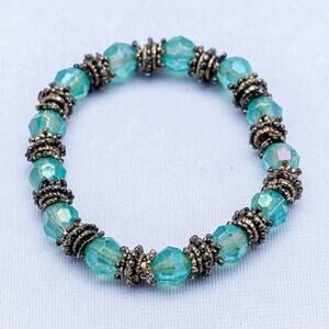 Unique Teal and bronze beaded bracelet